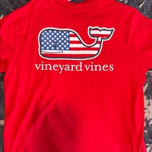Vineyard Vines Red Tee with Flag Whale